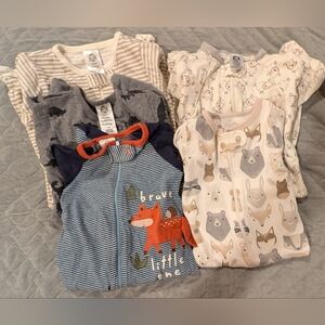 Gerber Kids One Pieces Footies - Blue, Gray, Cream